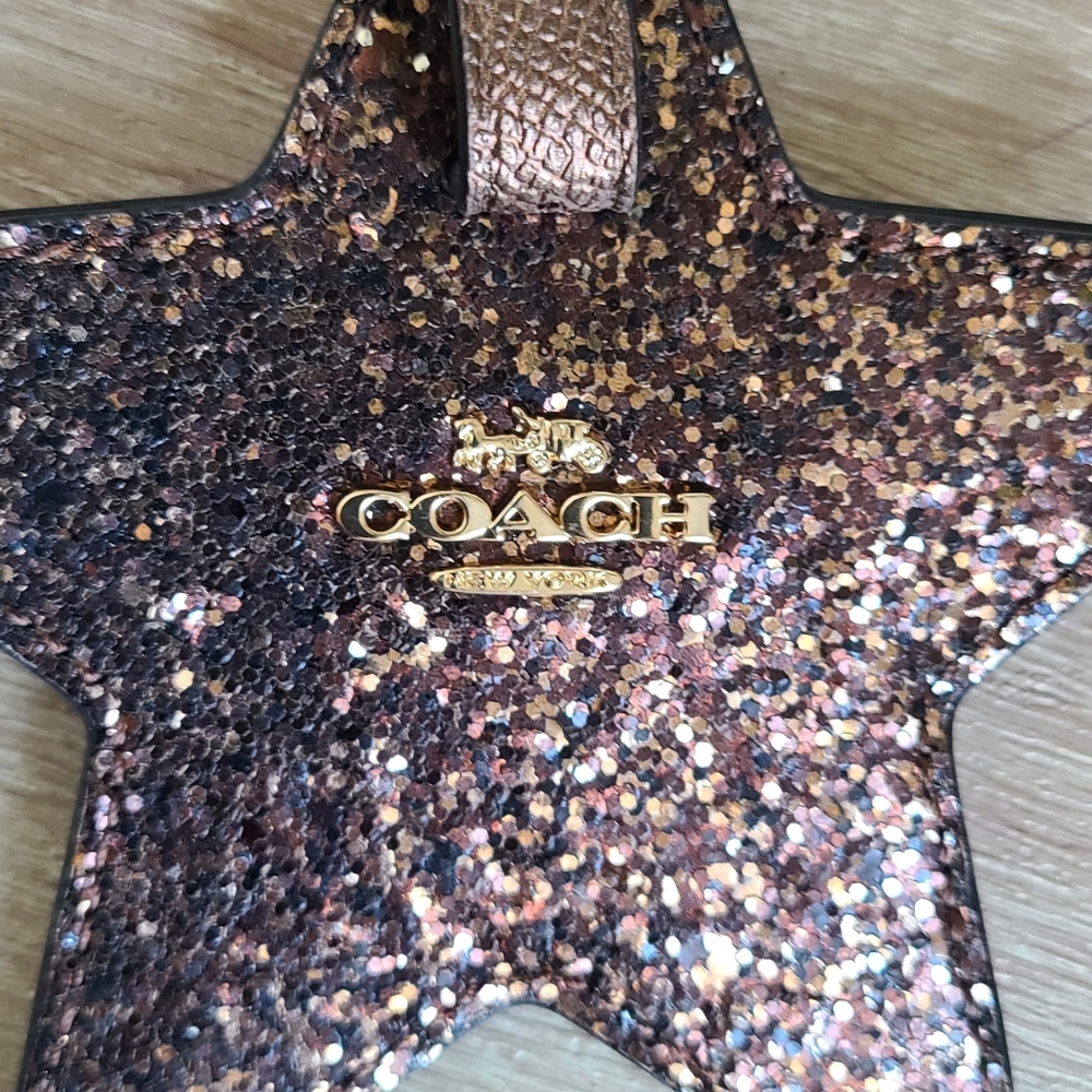 NWOT Coach Multi Glitter Star luggage tag